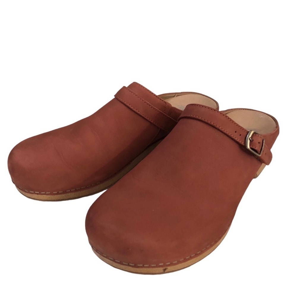 Dansko Berry Cinnamon Nubuck Burnished Leather Clogs Buckle size 11.5-12 US - Picture 3 of 11